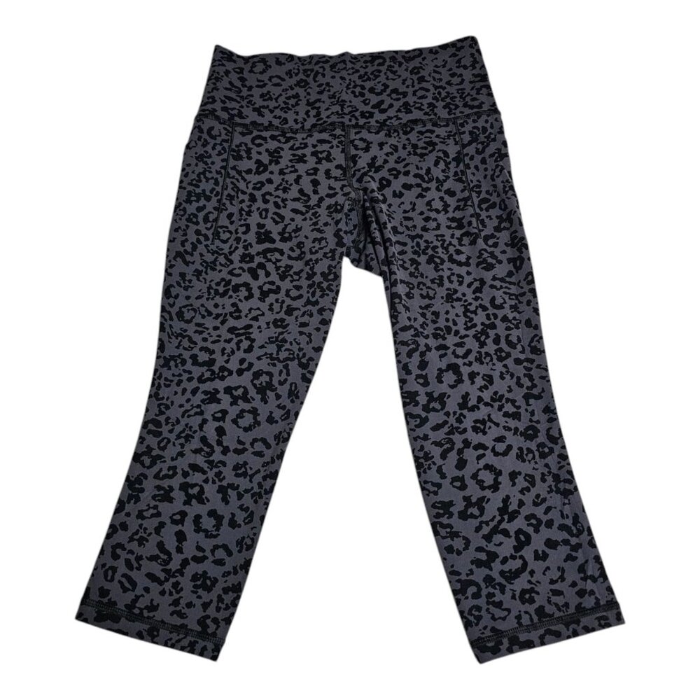 Athleta Women's Gray Leopard Print Leggings Salutation II Capri Athletic Size‎ S